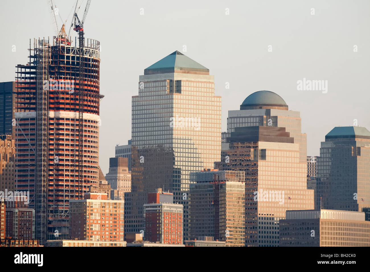 The New York city skyline from the Hudson river Stock Photo