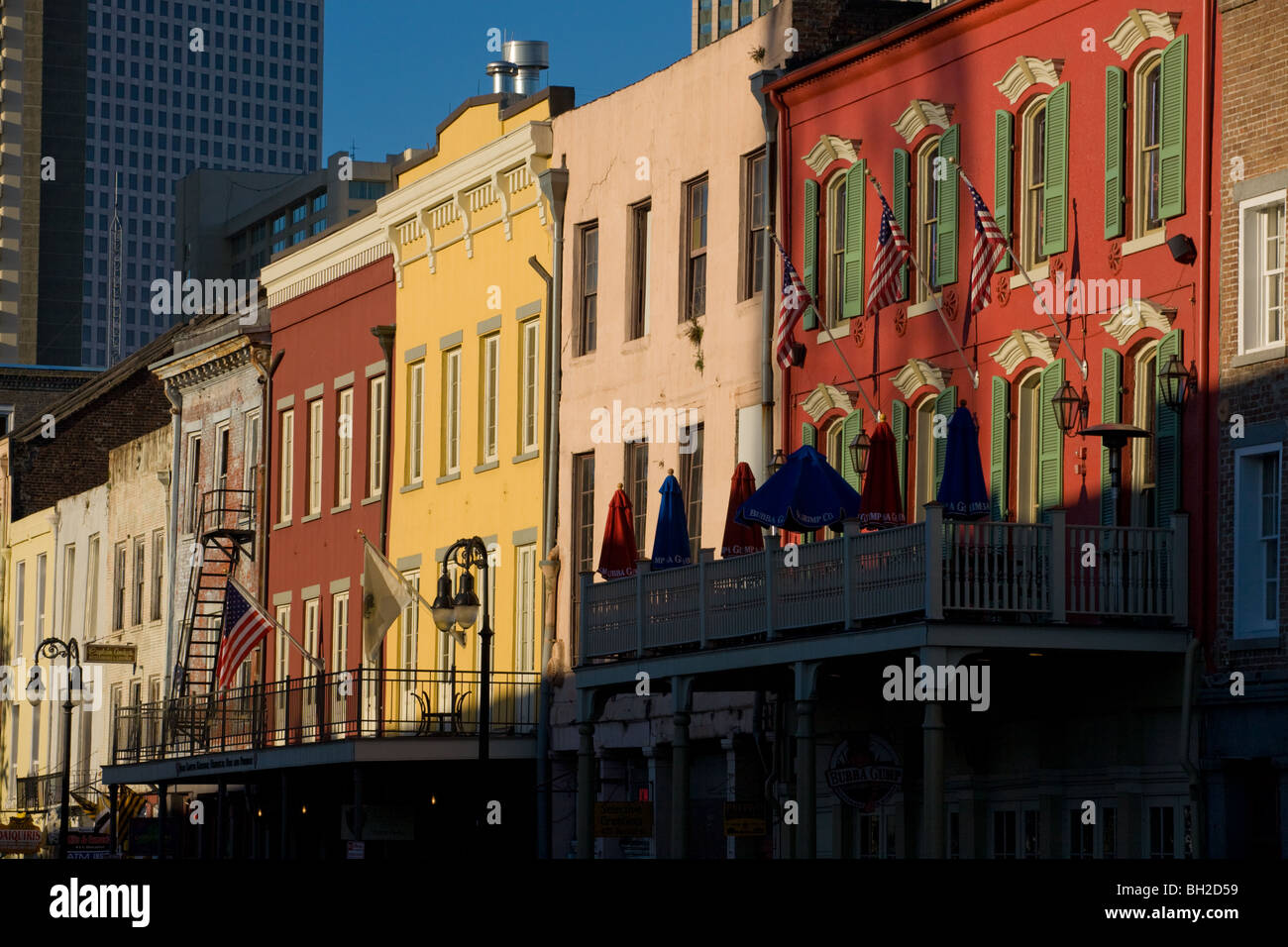Building facades on Decatur Street French Quarter New Orleans, Louisiana Stock Photo