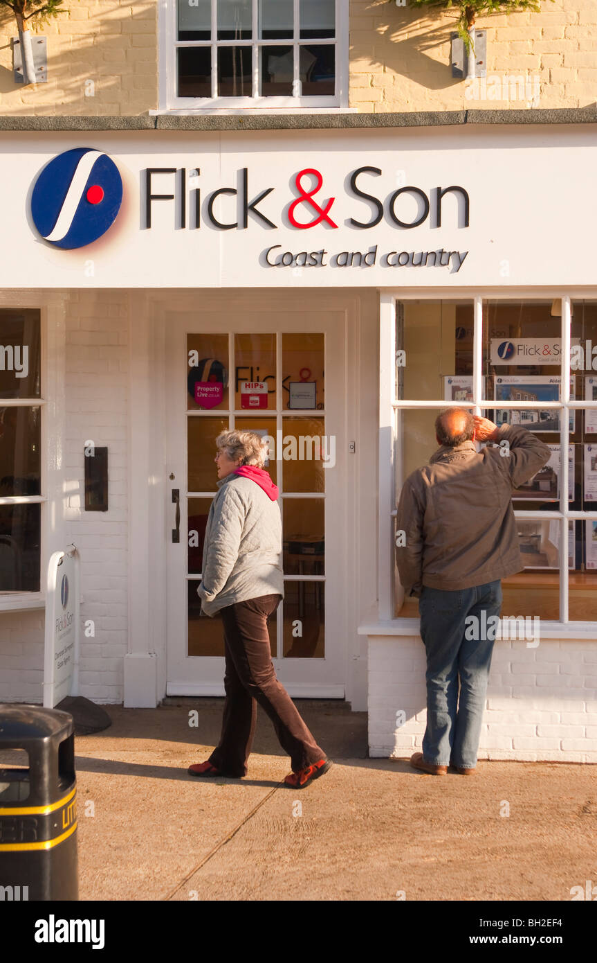 Flick & son estate agent in Aldeburgh , Suffolk , England , Britain , Uk Stock Photo