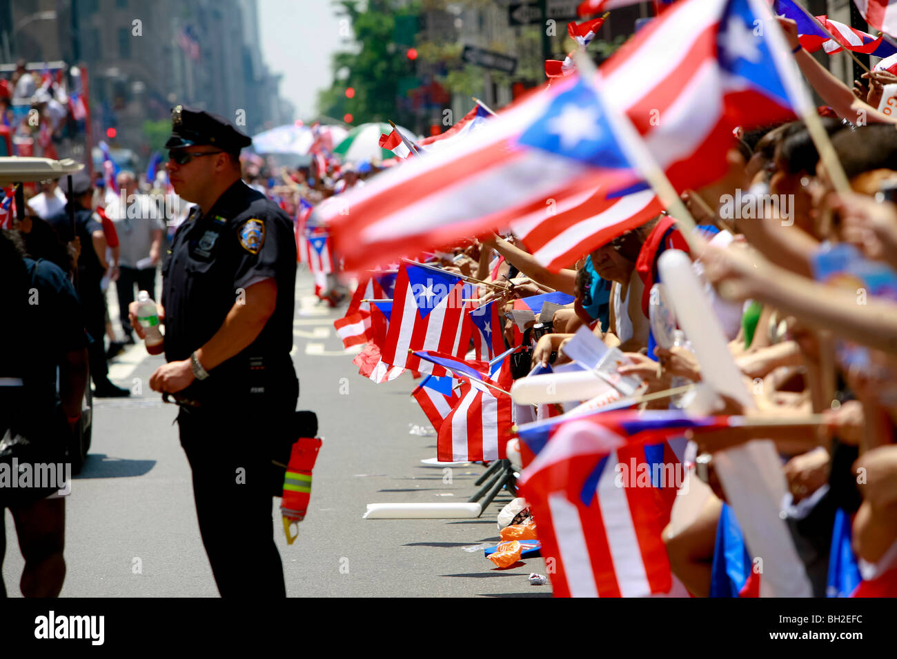The Puerto Rican Day Parade takes place along Fifth Avenue in New York