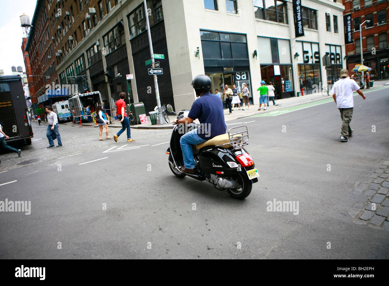 the Vespa in New York streets, an Italian line of scooters manufactured by Piaggio. Stock Photo