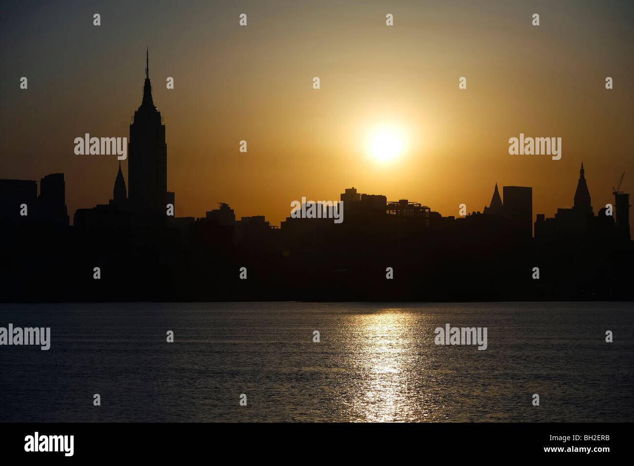 Sun rise over Manhattan early in a morning of march Stock Photo