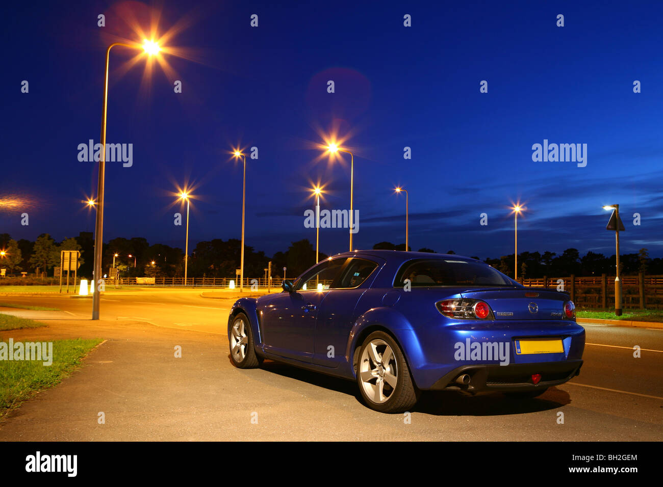 Night shot of Mazda RX-8 Stock Photo