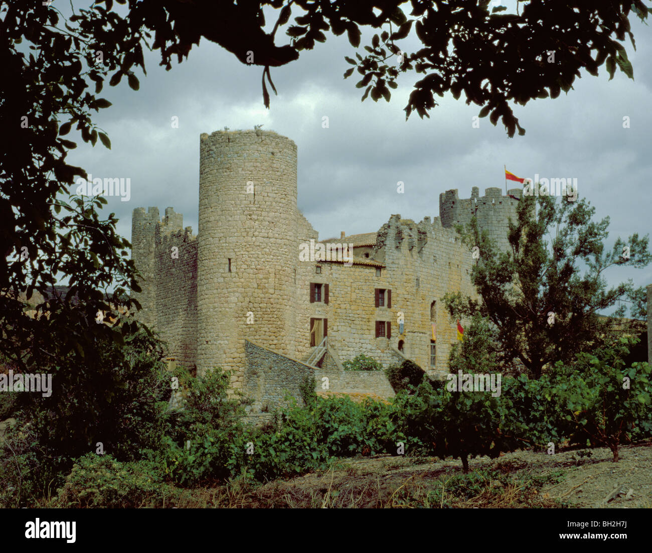 Ruined Château (Castle) Villerouge-Termenès, Aude, Languedoc-Roussillon, France. Stock Photo