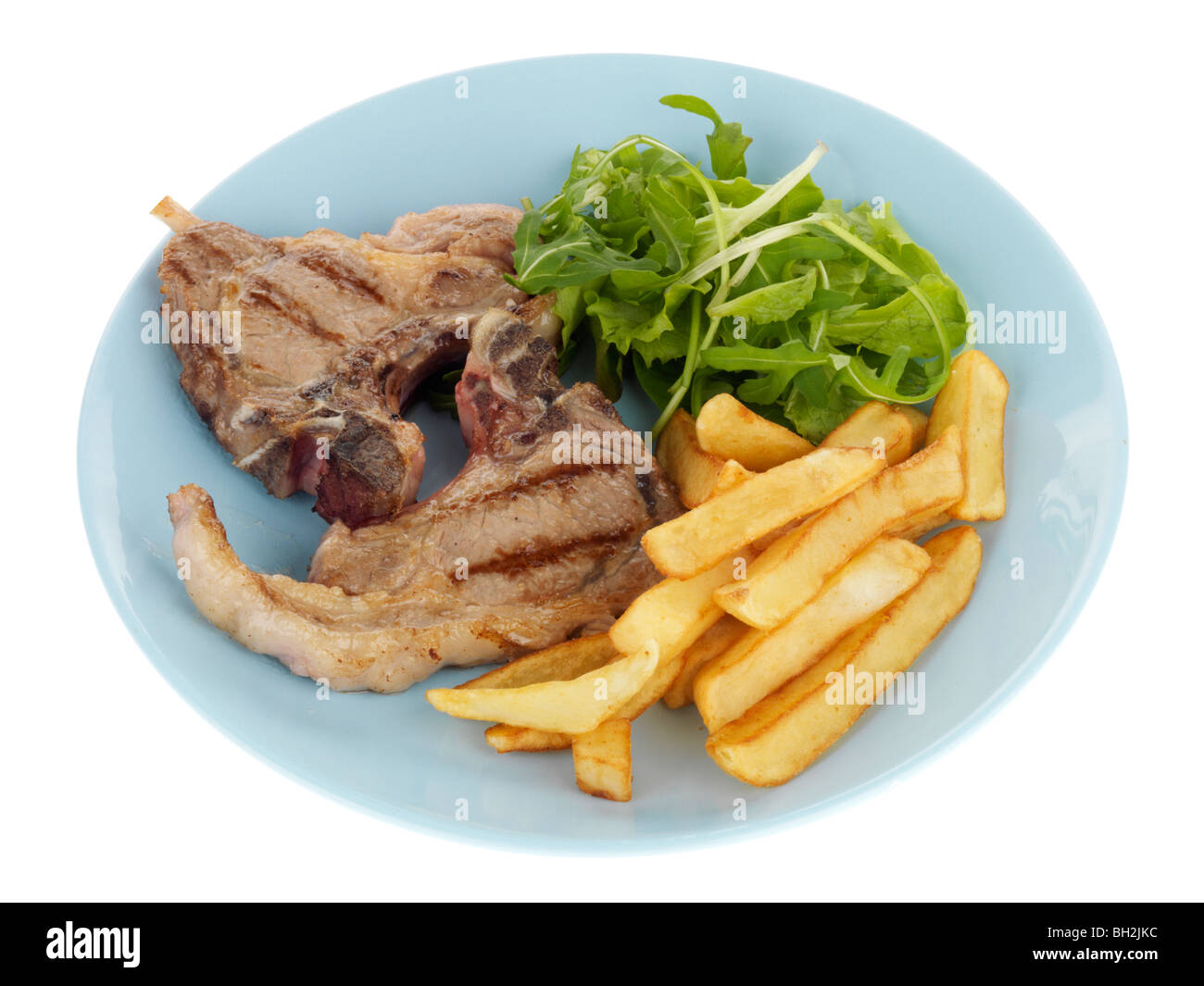 Lamb Chops with Chips Stock Photo