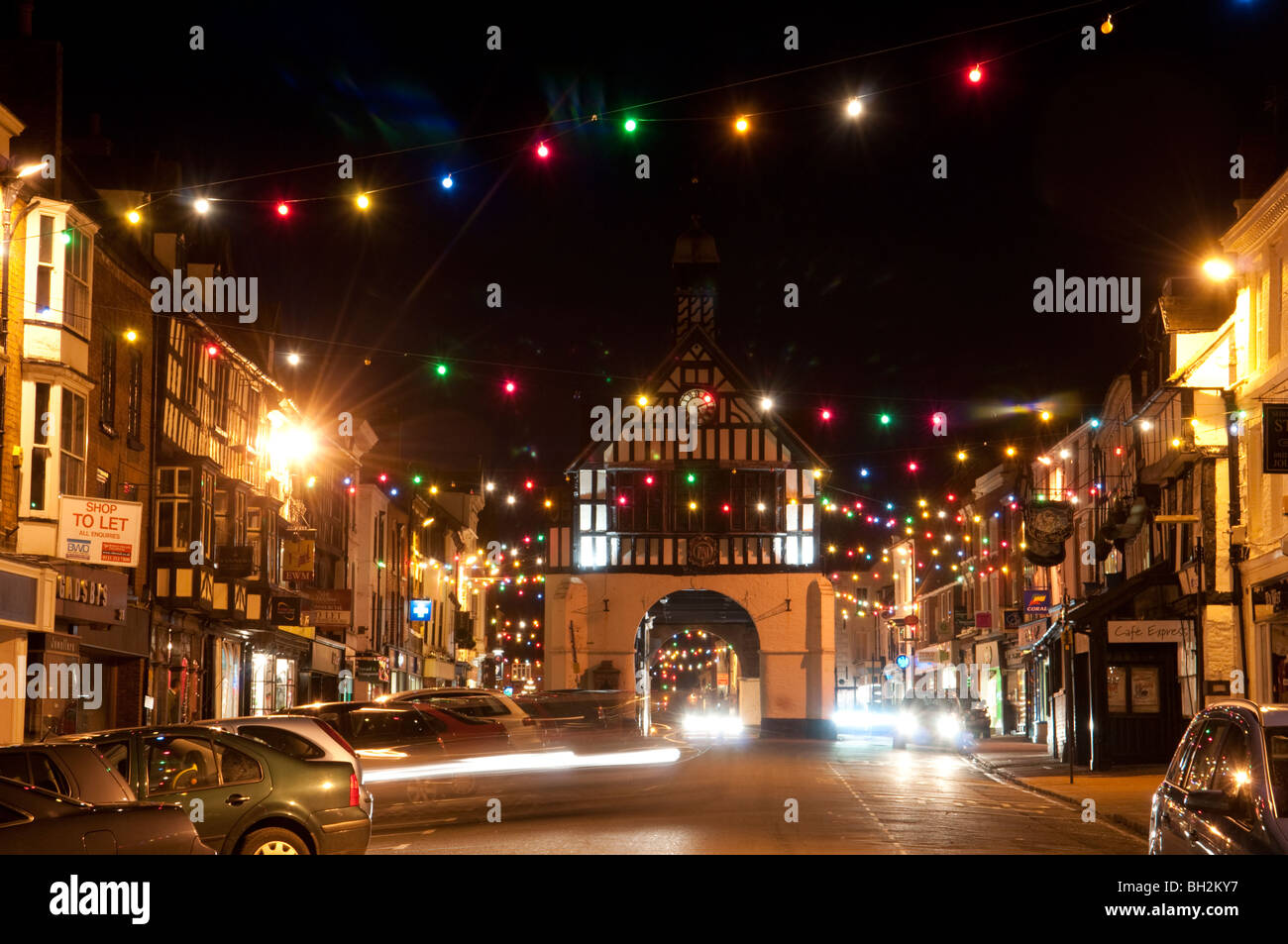 Christmas lights in High Street, Bridgnorth, Shropshire Stock Photo - Alamy