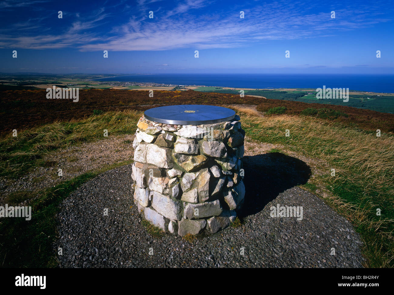 A view of the Moray Firth coastline in North East Scotland near Buckie seen from the Bin Hill Stock Photo