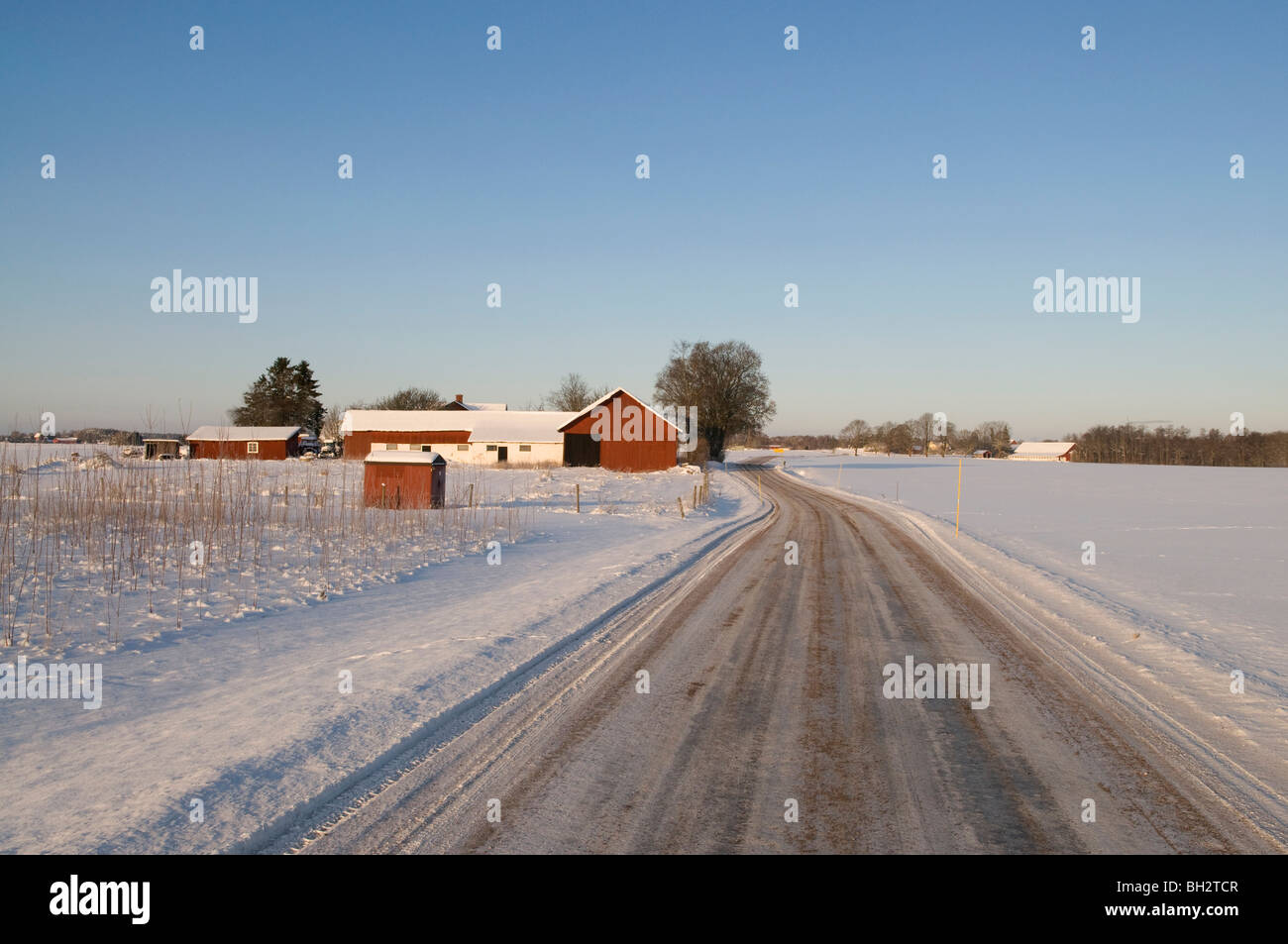 Winter landscape in Uppland, Sweden Stock Photo