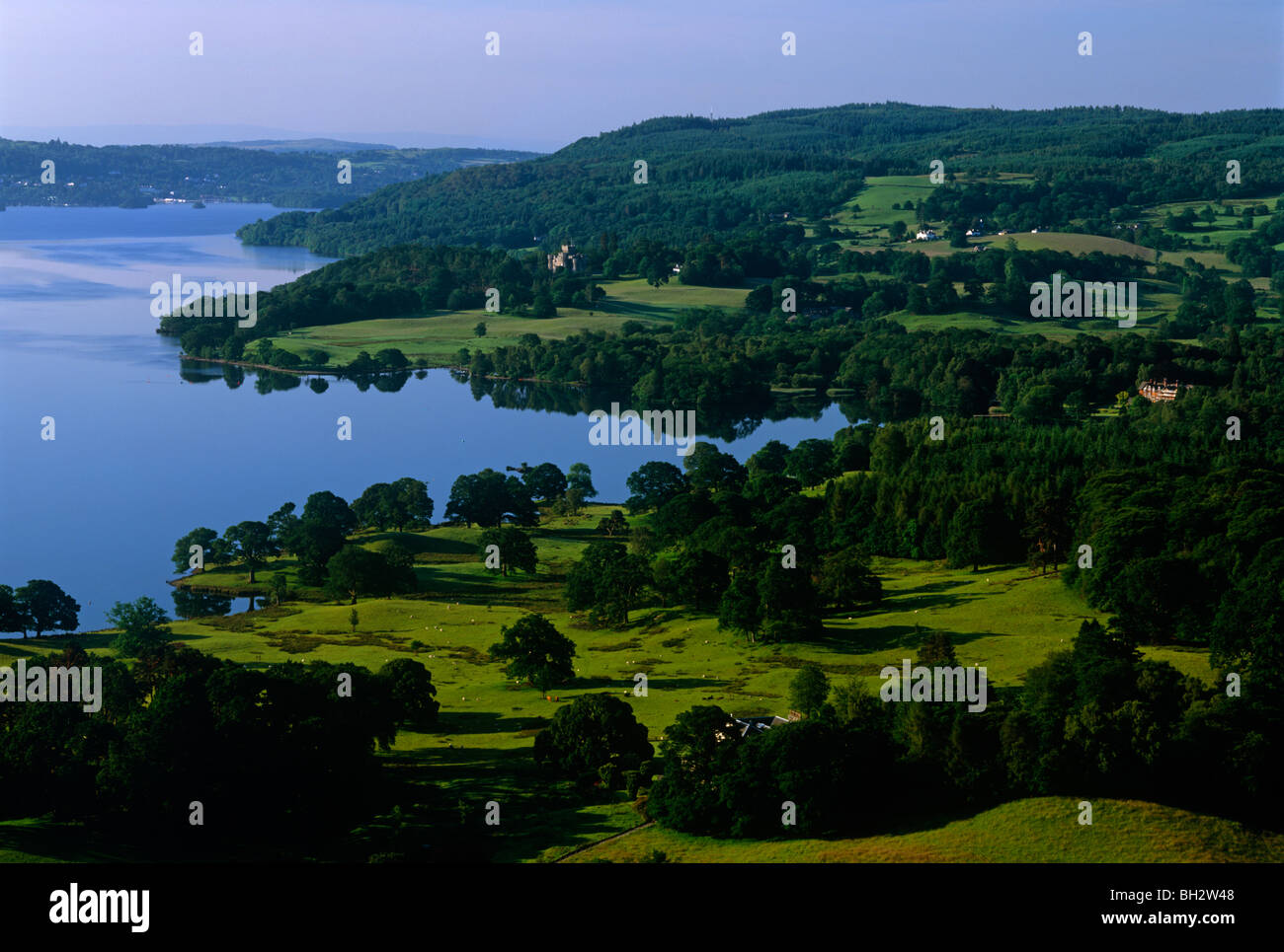 View over Lake Windermere looking down from Loughrigg terrace near Ambleside, the Lake District, Cumbria Stock Photo