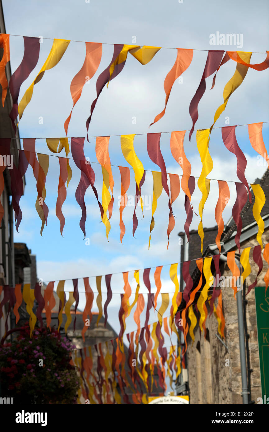 Celebration flags, town of Auray, departement of Morbihan, Brittany, France Stock Photo