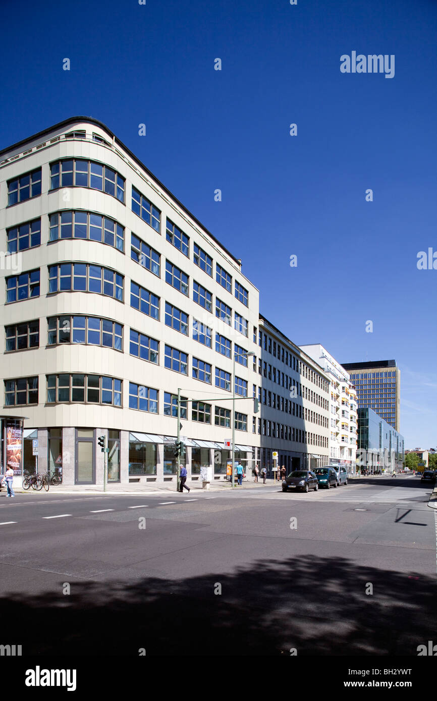 Modern building on a corner of Charlottenstrasse, Berlin, Germany Stock Photo