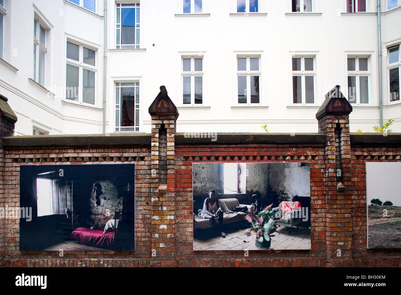 Art exhibition on a courtyard, Auguststrasse, Berlin, Germany Stock Photo