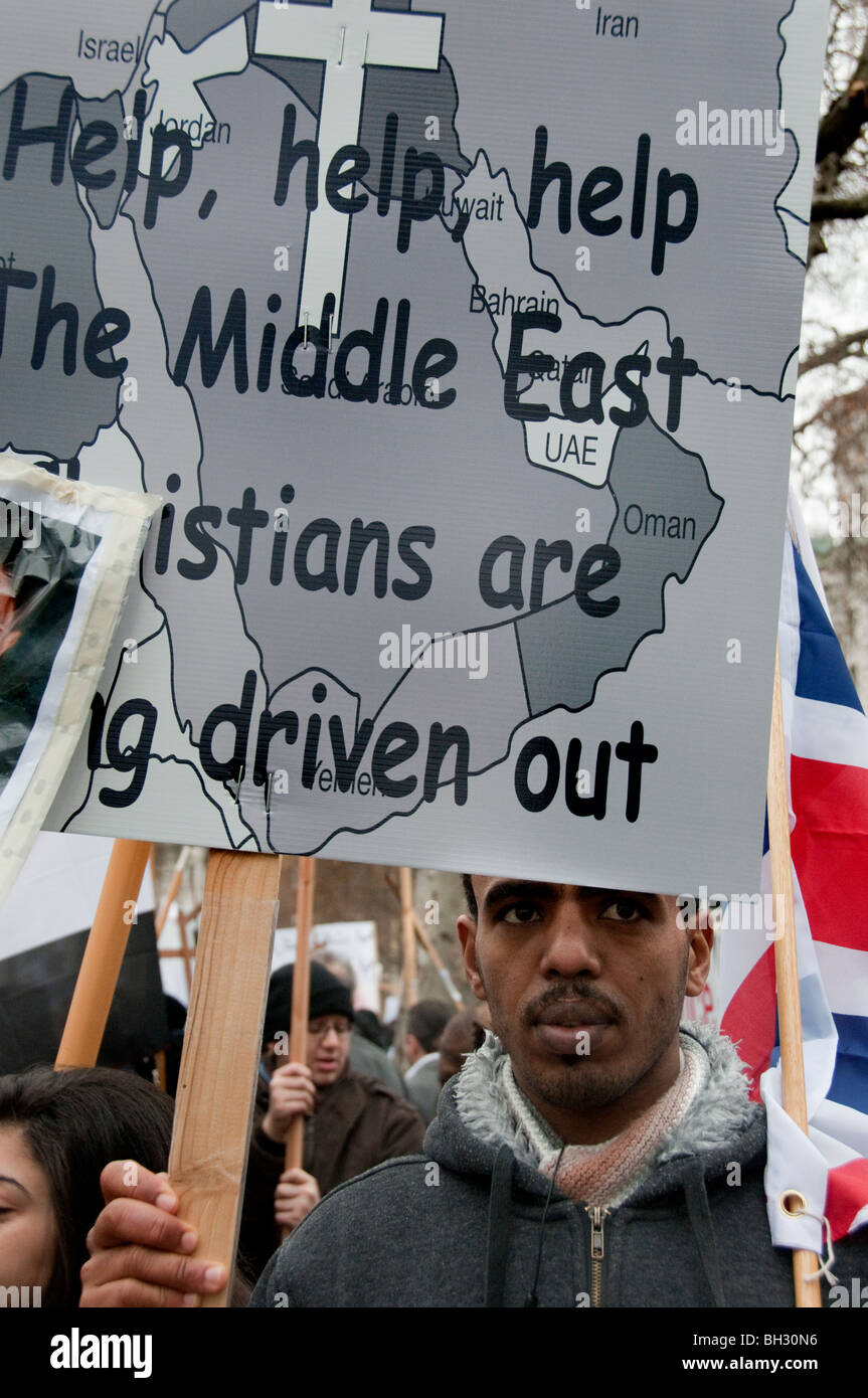 Egyptian Copts protest against an increase in Islamic persecution and attacks against the Christian minority. 23rd January 2010 Stock Photo