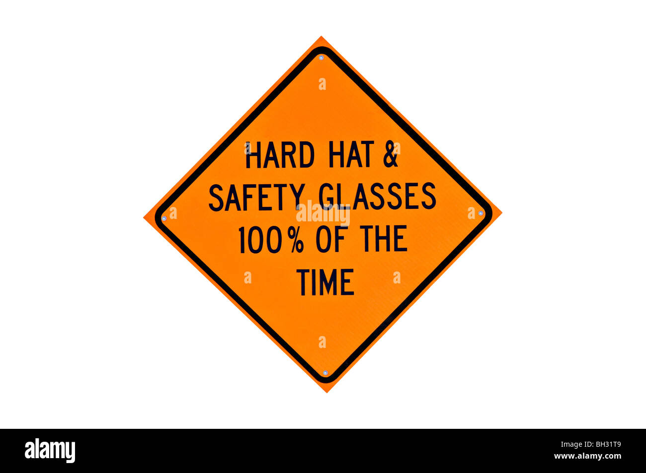 Orange Warning Sign on White Background. Stock Photo