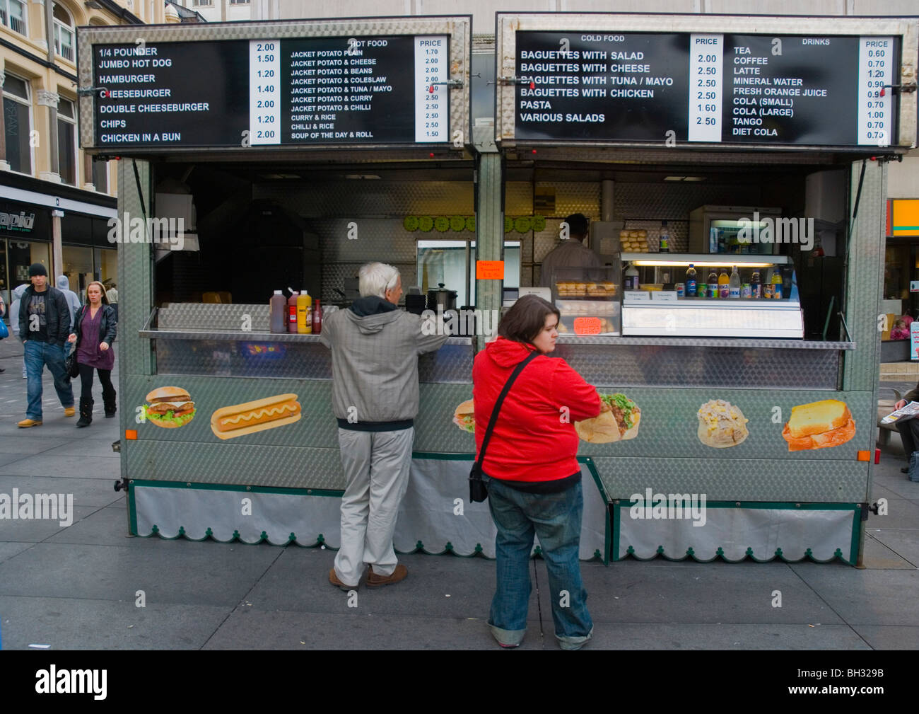 Fast food stand Queen Square in Liverpool England UK Europe Stock Photo