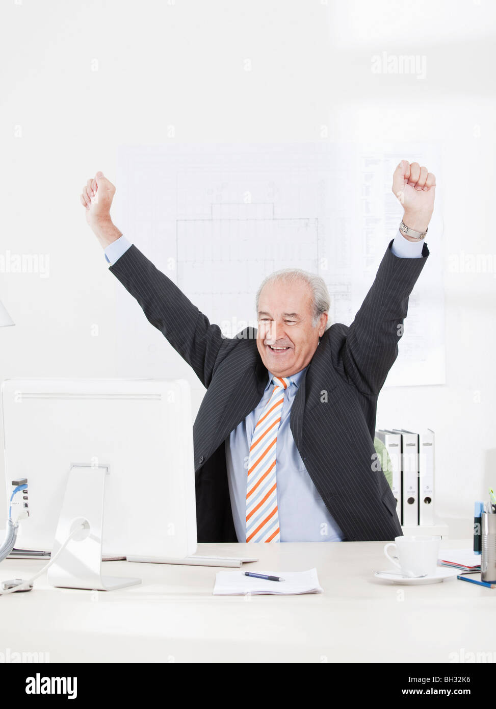Senior businessman jubilating Stock Photo