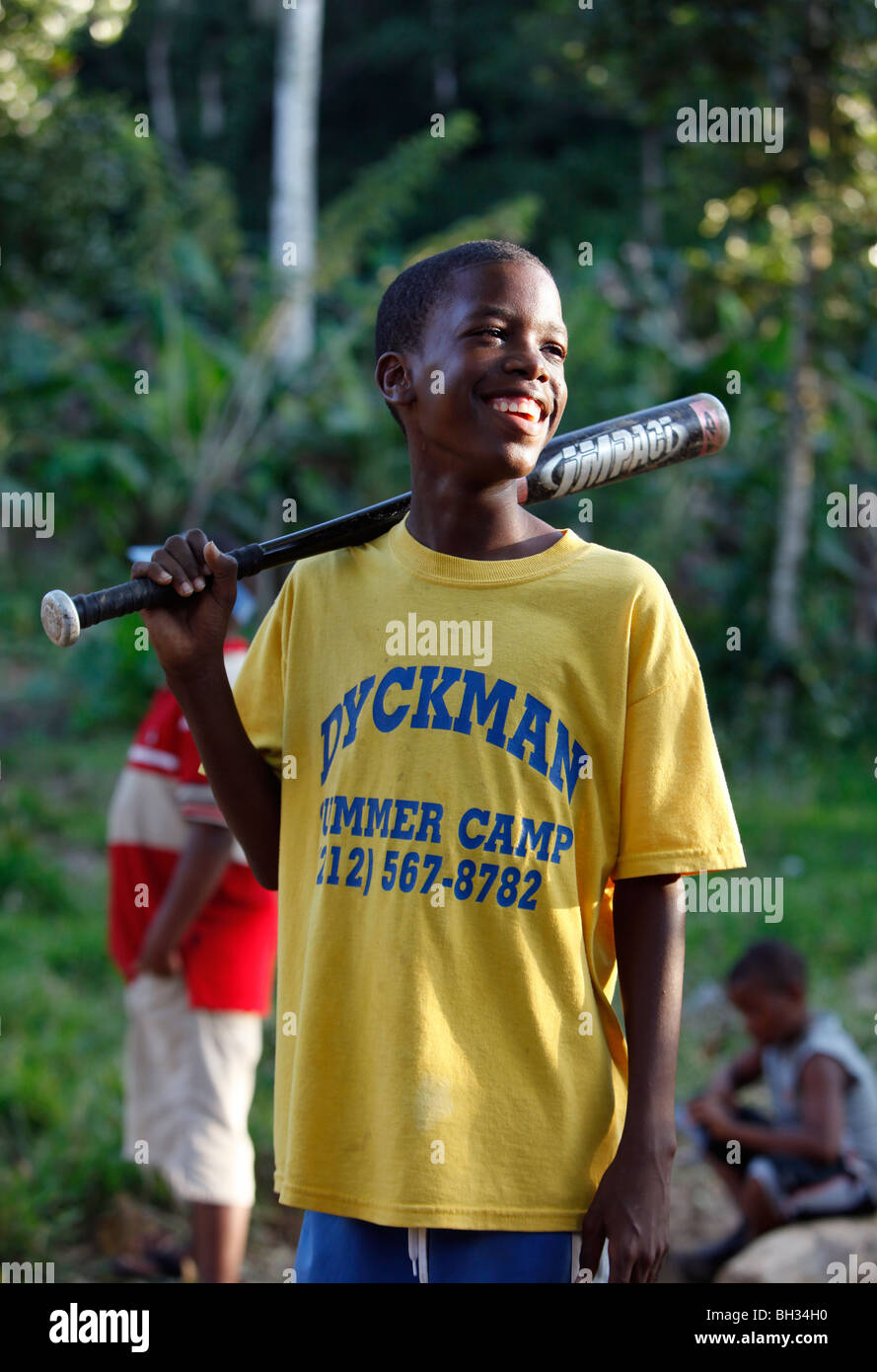 Boys, informal baseball game, Dominican Republic Stock Photo