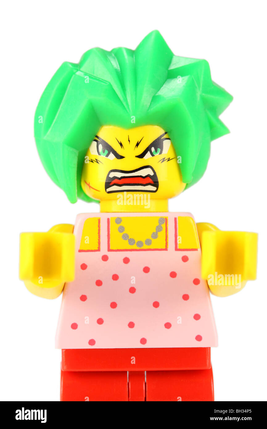 Lego girl having a bad hair day Stock Photo