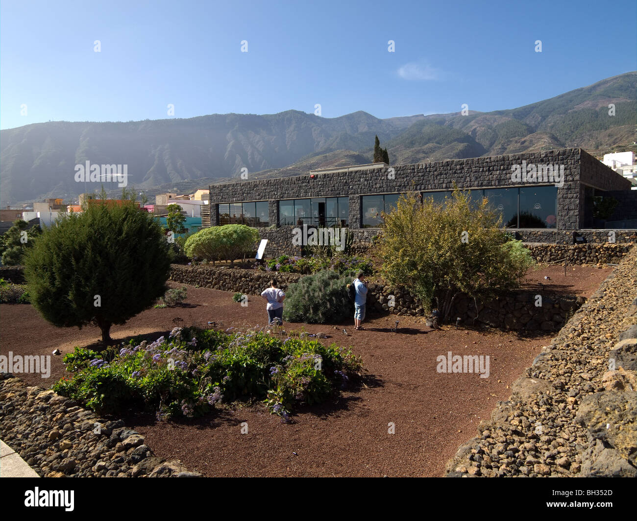 Canarian garden and administration building at the Piramides de Guimar Ethnographic Park Tenerife Canary Islands Stock Photo