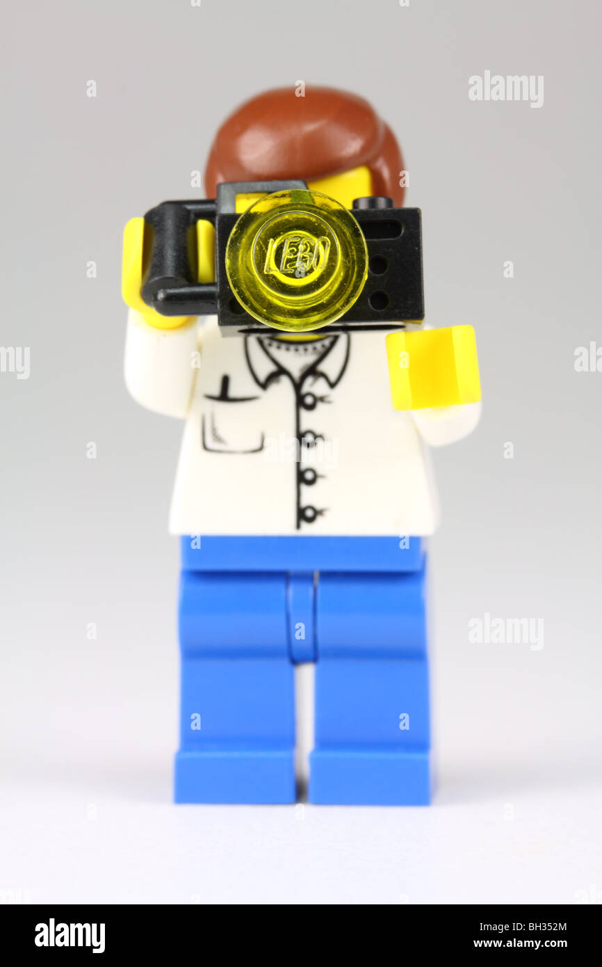 Lego photographer with camera Stock Photo