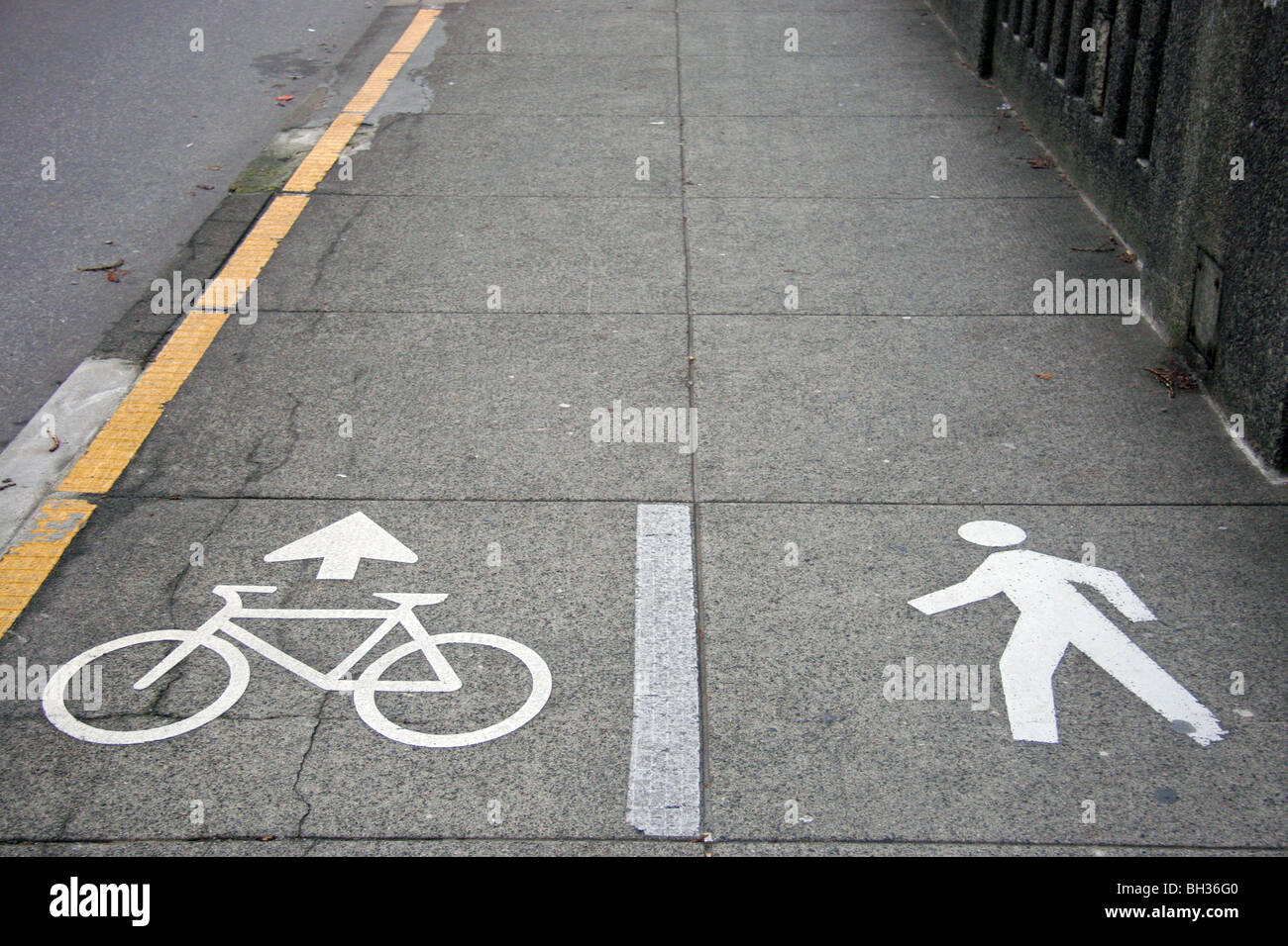 Pedestrian and cycle lane. Stock Photo