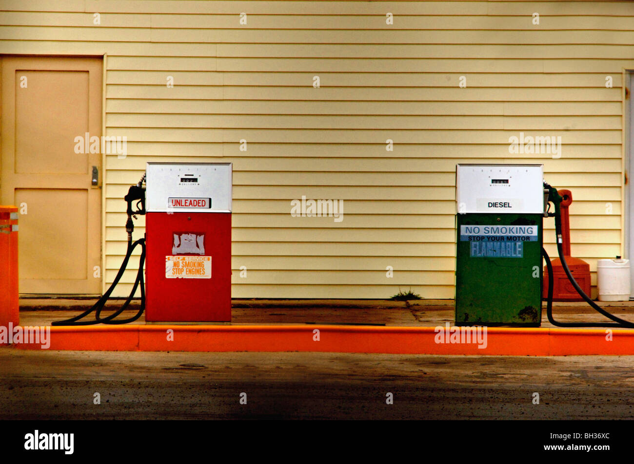 Detail shots of rural mid America include gas pumps, service stations, metal sidings and fine art compositions from the 50s era Stock Photo