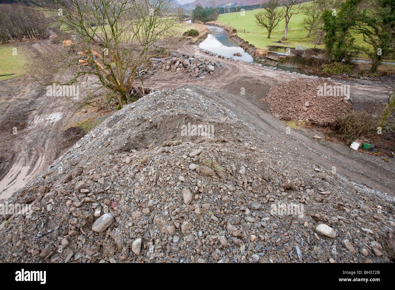 Debris caused by the devastating November 2009 floods in Cockermouth when the river Derwent reached unprecedented levels. Stock Photo