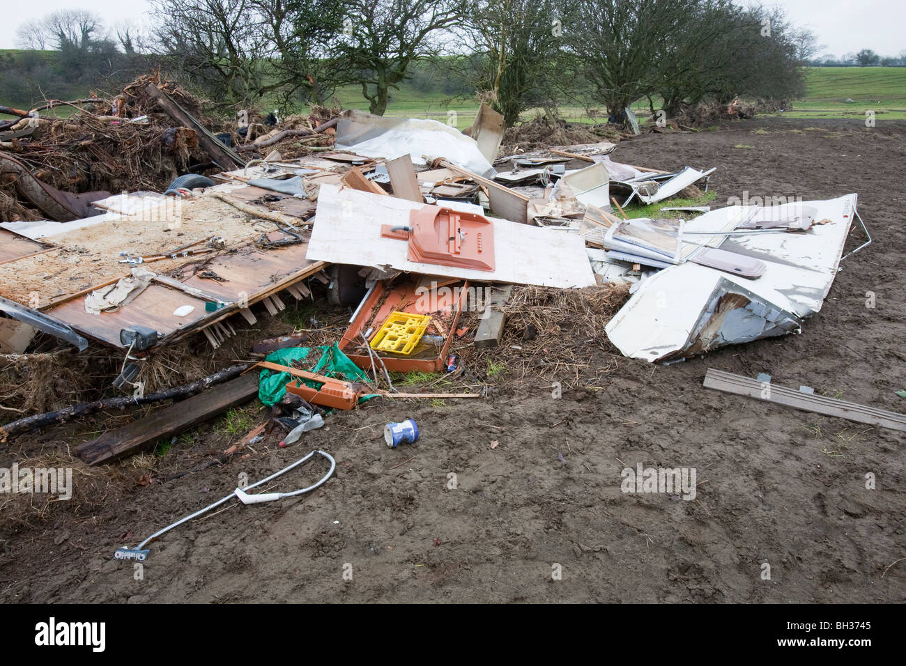 Damage caused by the devastating November 2009 floods in Cockermouth when the river Derwent reached unprecedented levels. Stock Photo