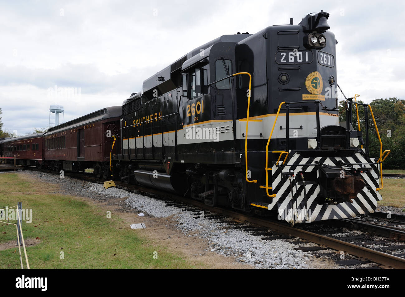 Historical Railroad equipment at the North Carolina Railroad Museum. Stock Photo