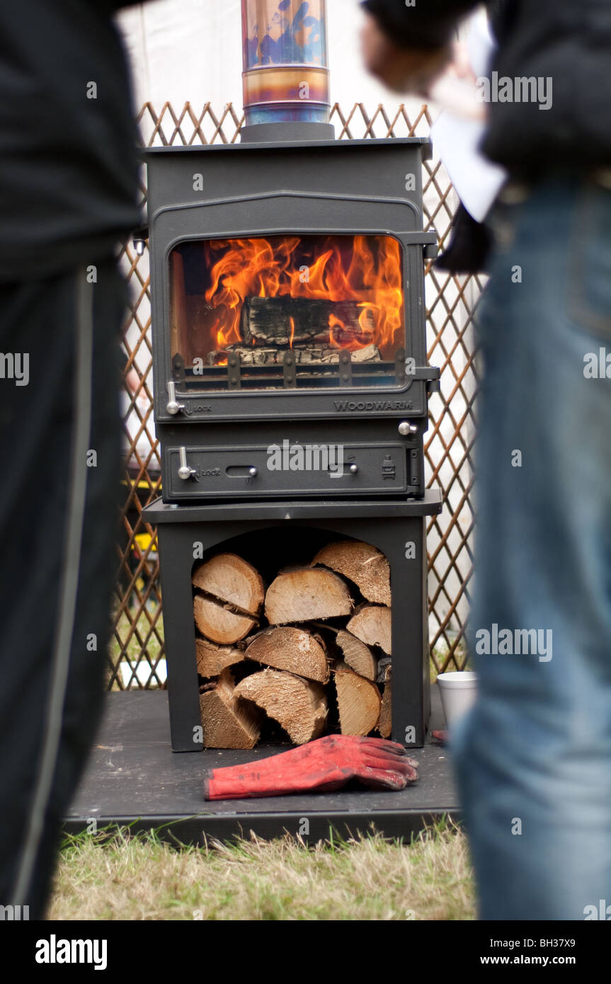 Wood burning stove for sale at a wood fair Stock Photo Alamy