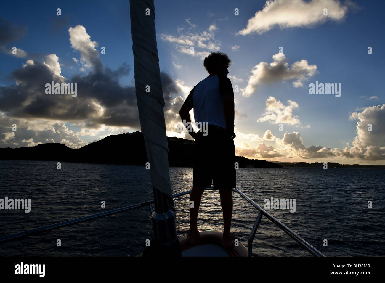 Sunset over boat on sea hi-res stock photography and images - Alamy