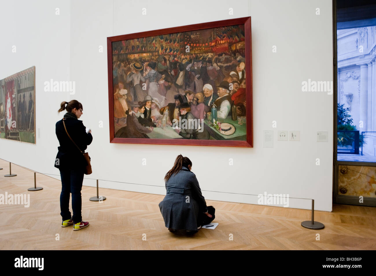 Paris, France, people looking at Painting museum, admiring art Exhibit in 'Petit Palais', 'Musée des Beaux Arts de la Ville de Paris', gallery walls interior, fine art Stock Photo