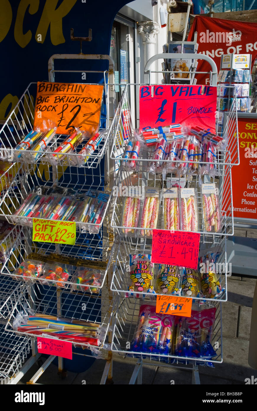 Rock sugar confectionery sweets candy sticks Kings Road central Brighton England UK Europe Stock Photo