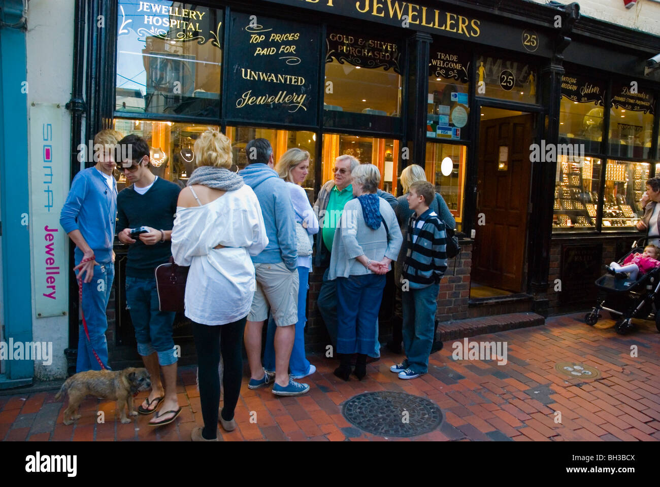 People outside Jewellery shop The Lanes central Brighton England UK