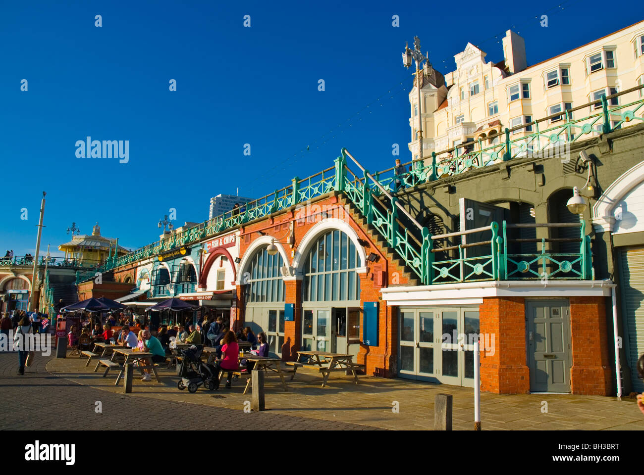 Artists Quarter and Brighton coalition pub at fishermans arches seafront Brighton England UK Europe Stock Photo