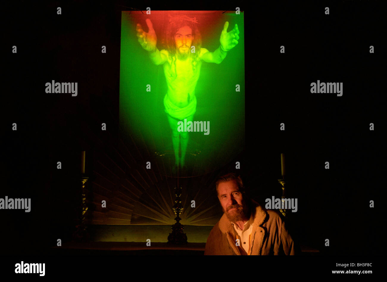 A Hologram of Jesus Christ by the artist Alexander on display in front ...