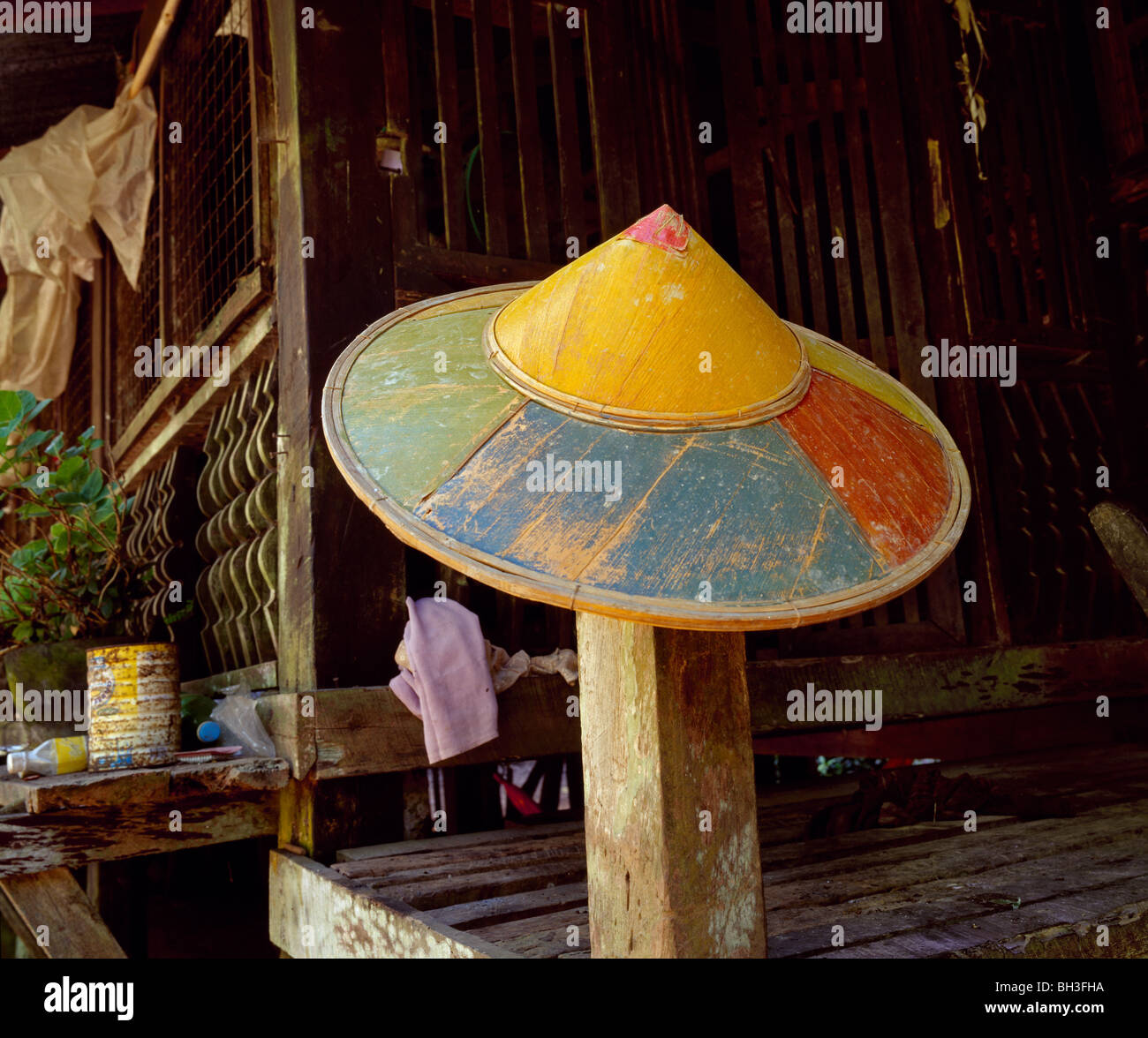 colourful painted straw hat farbig bemalter Hut Myanmar Burma Stock Photo