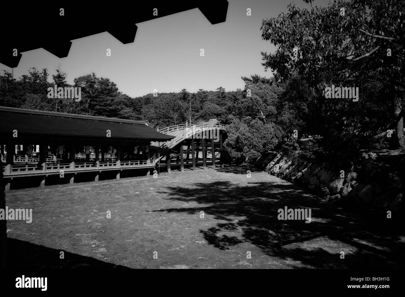 Itsukushima Shrine, at low tide. Itsukushima (Miyajima) Island. Hiroshima Prefecture. Japan Stock Photo