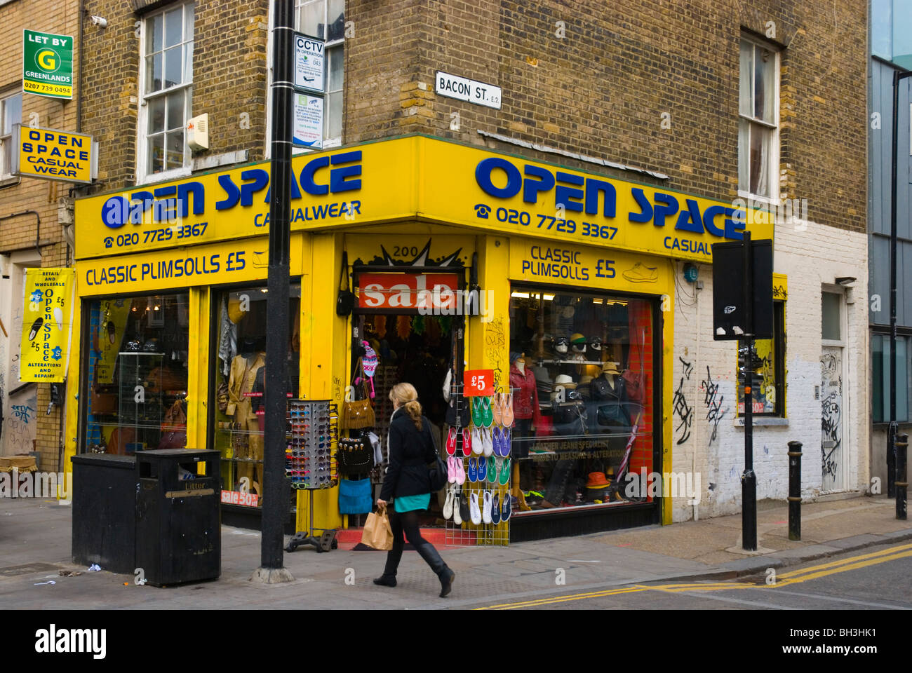 Corner of Brick Lane and Bacon Street Shoreditch East End London England UK Europe Stock Photo