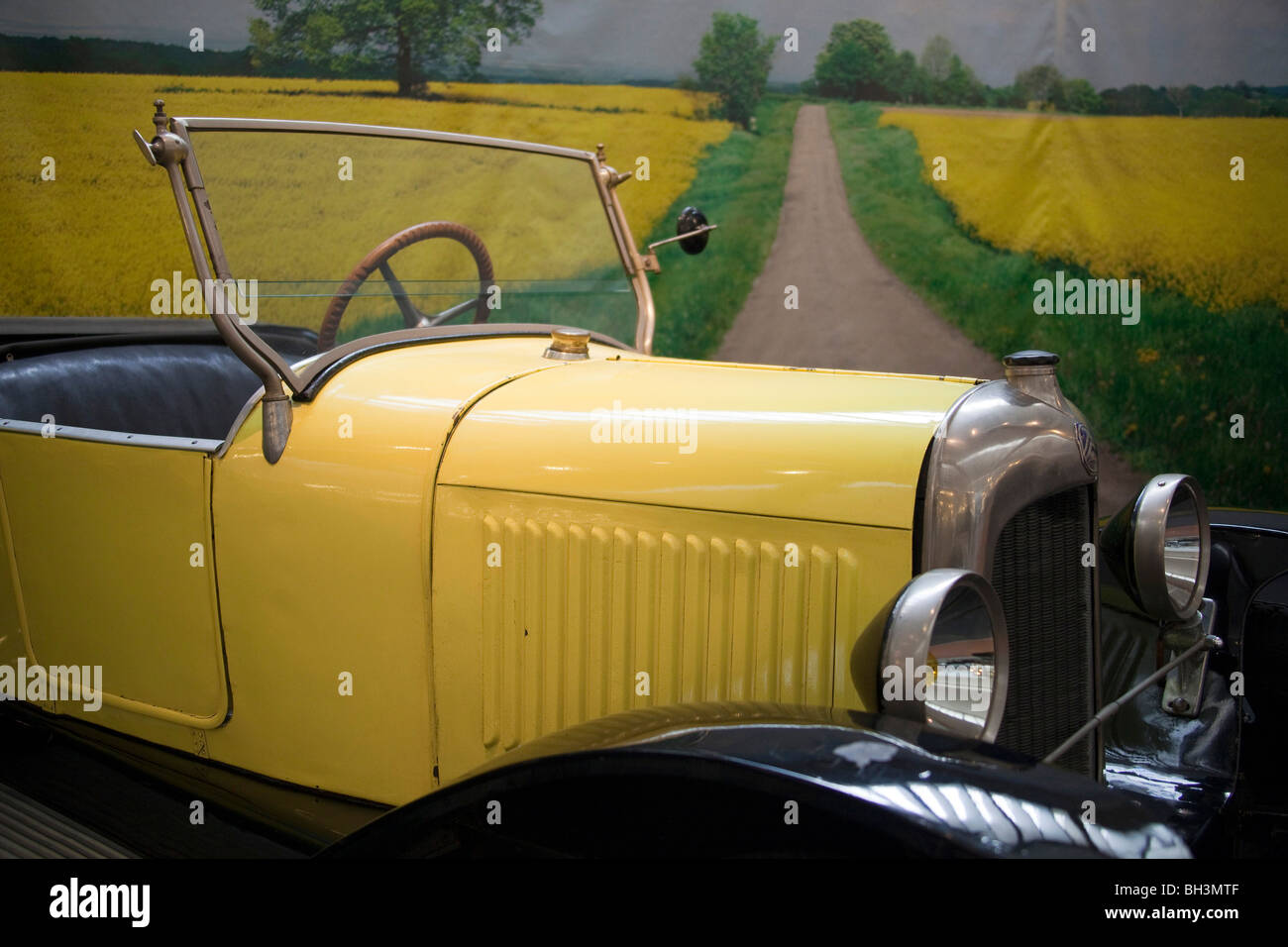 Yellow  Citroen C2 30's  sports vintage car   at  Schlumpfs motor  Museum french France Horizontal 099213 Schlumpf Museum Stock Photo