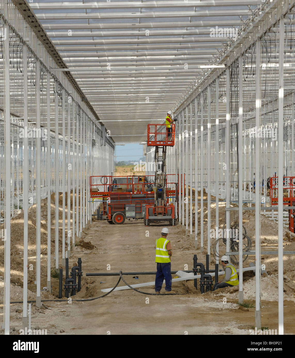 Construction work on the new greenhouse complex at Thanet Earth, near
