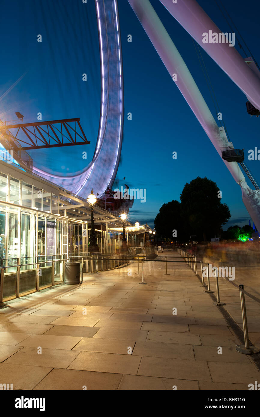 British Airways London Eye photographed at night with time exposure. Stock Photo