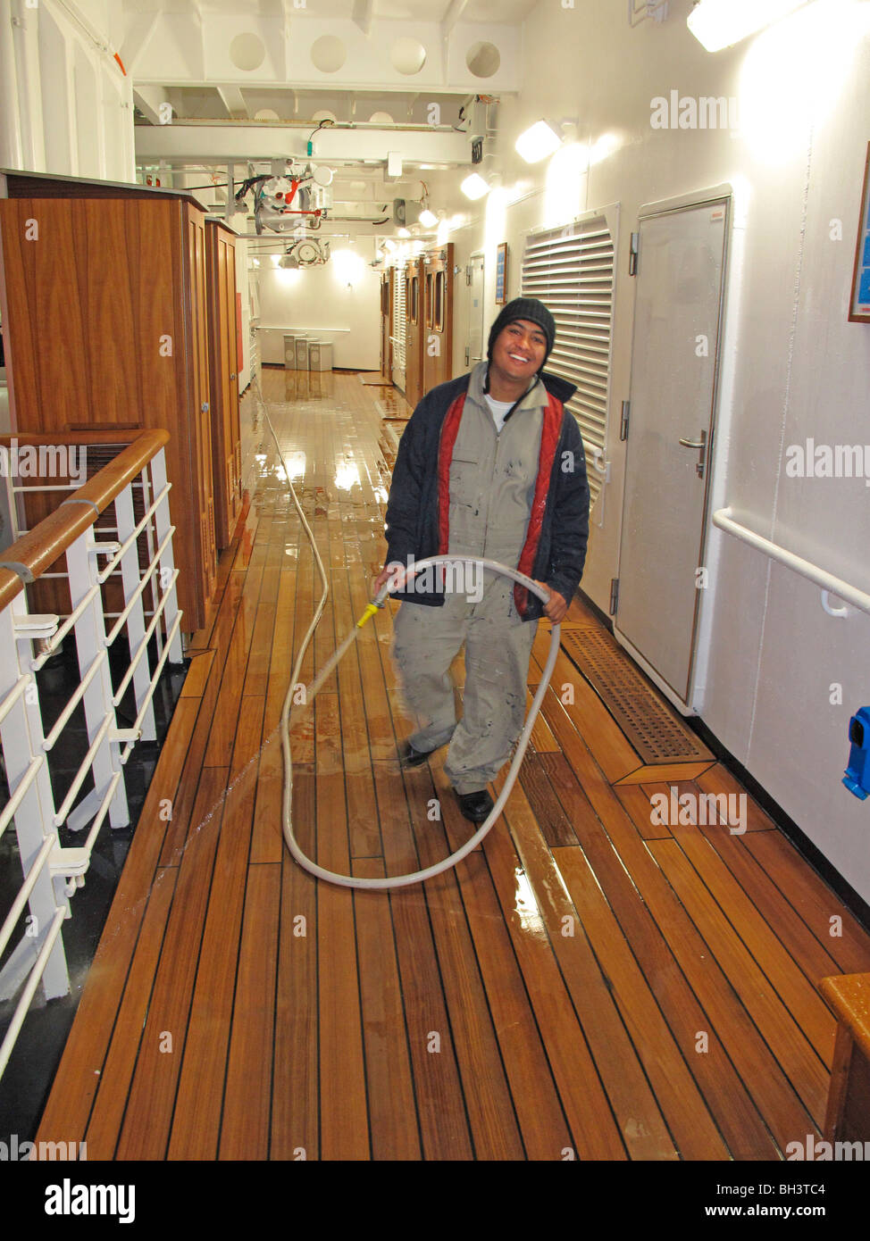 Eurodam cruise ship cleaning deck Stock Photo Alamy