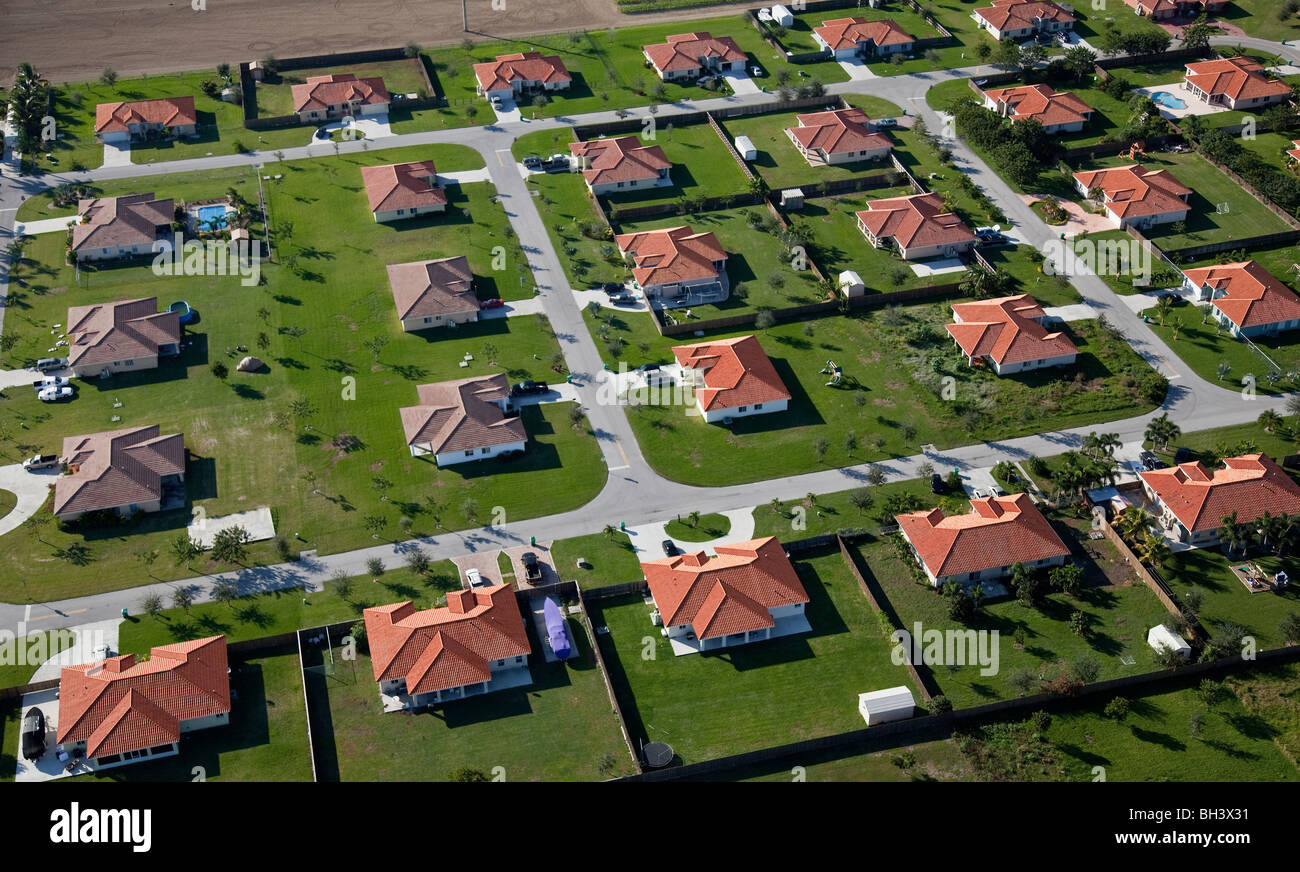 Aerial of Florida Homes (Near Homestead FL) Stock Photo