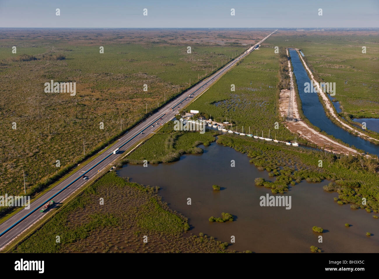 Aerial Showing Route 1 in Southern Florida Stock Photo