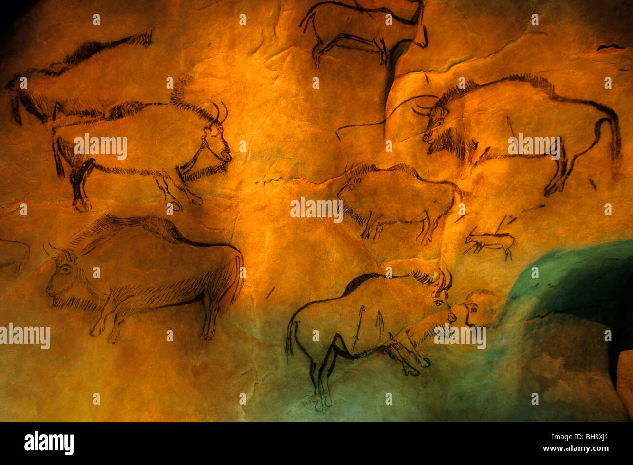 REPRODUCTION OF THE PREHISTORIC PAINTING IN THE FAMOUS NIAUX CAVE