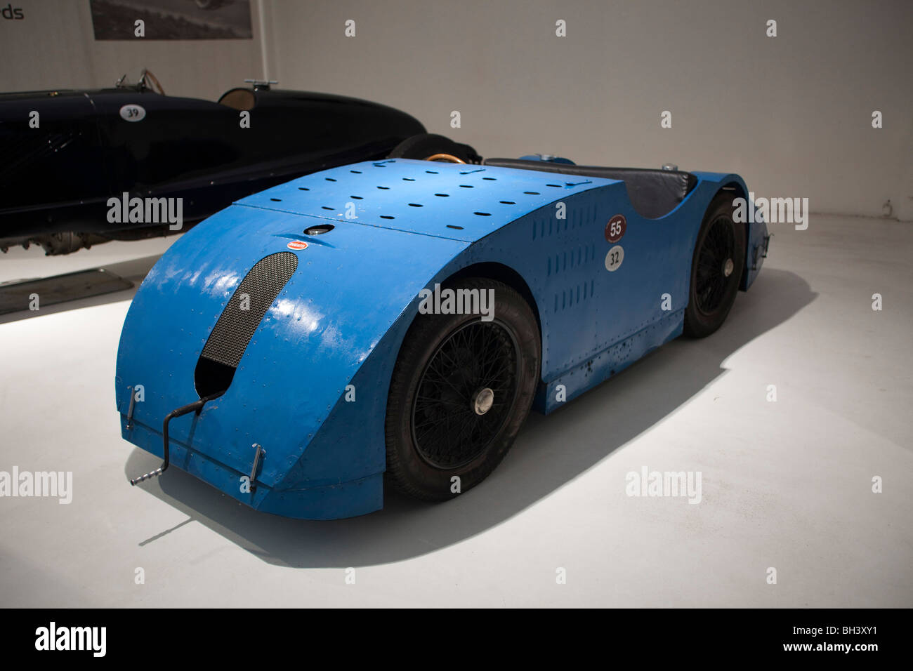 Blue biplace racing Bugatti type 32 1923, 1991cm3 car  190km/h 75Bhp  at  Schlumpfs motor  Museum Mulhouse France Horizontal Stock Photo
