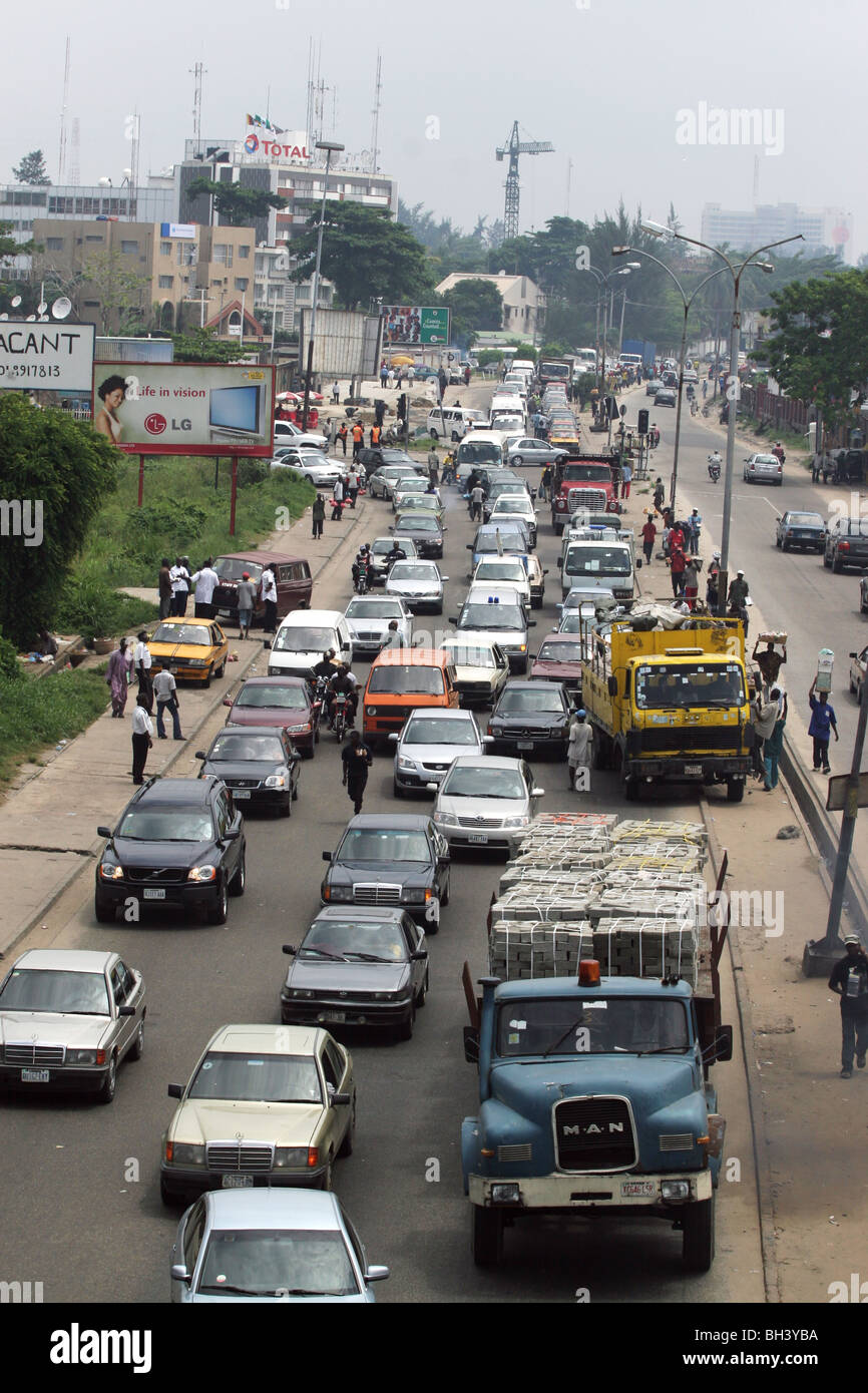 Busy street scene, Lagos, Nigeria, Africa. Stock Photo