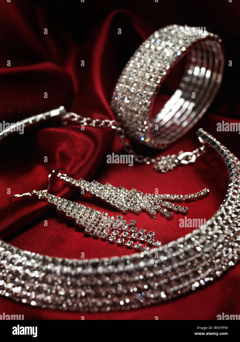 Swarovski crystal jewellery still life Stock Photo