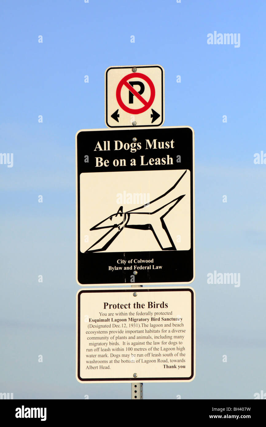 Rules and regulations sign at wildlife sanctuary-Victoria, British Columbia, Canada. Stock Photo